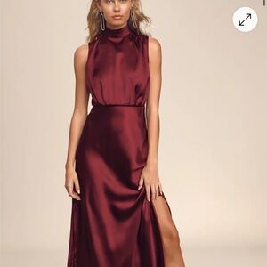 Lulu's Red Satin Maxi Gown for Weddings